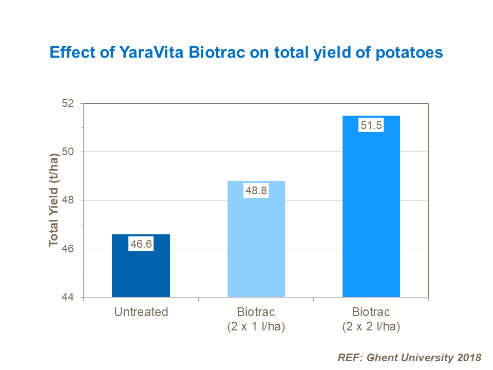 Effect of YaraVita Biotrac on total yield of potatoes