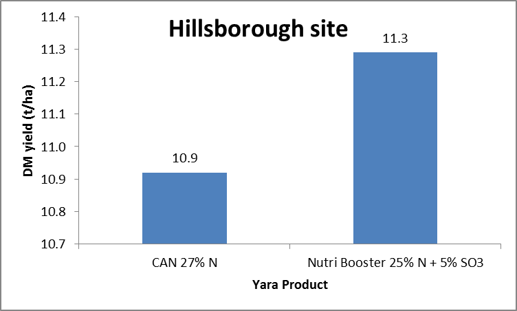 Effect of sulphur on dry matter yield - Hillsborough trial site