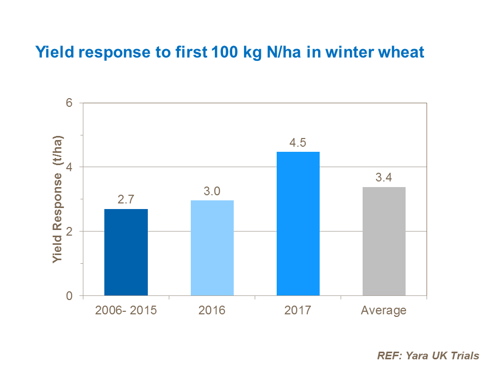 Yield response to first 100 kg N/ha in winter wheat