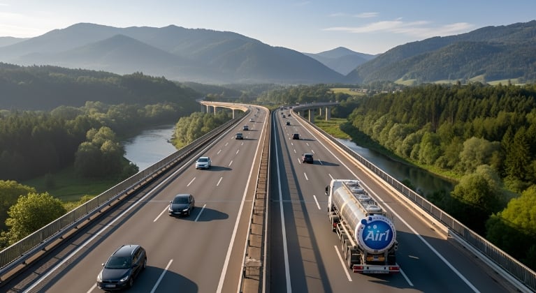 Adblue lorry on the road